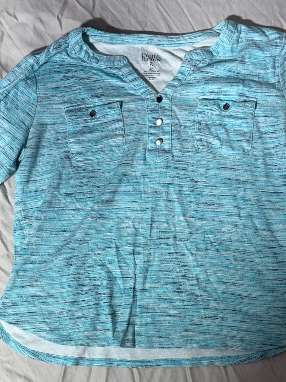 Croft & Barrow women’s Aqua Heather Henley Shirt